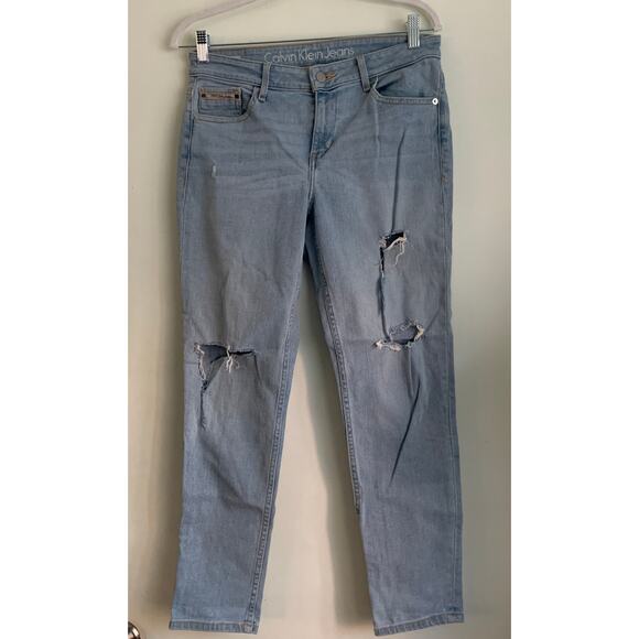 Calvin Klein Ankle Skinny Jeans Distressed Light Wash  Women's Size 30 - Picture 1 of 8